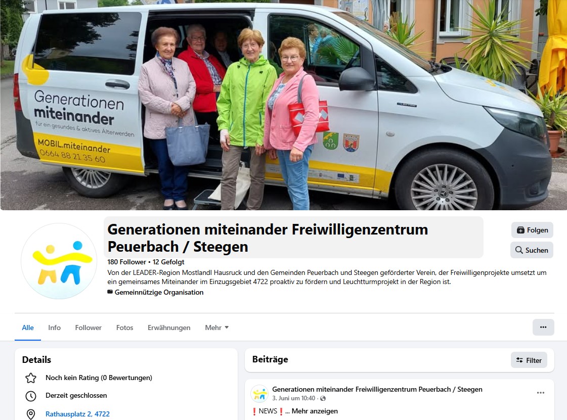 Generationen miteinander Freiwilligenzentrum in Peuerbach/Steegen